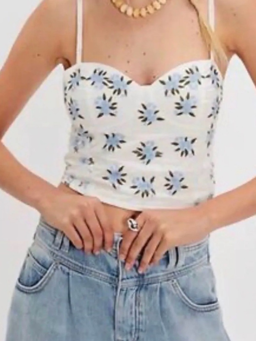 Free People Wild Flowers Embroidered Bustier Tube Top NWT $98 Small